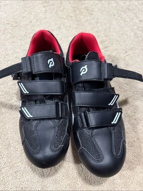 Peloton Black Cycling Shoes with Red Interior